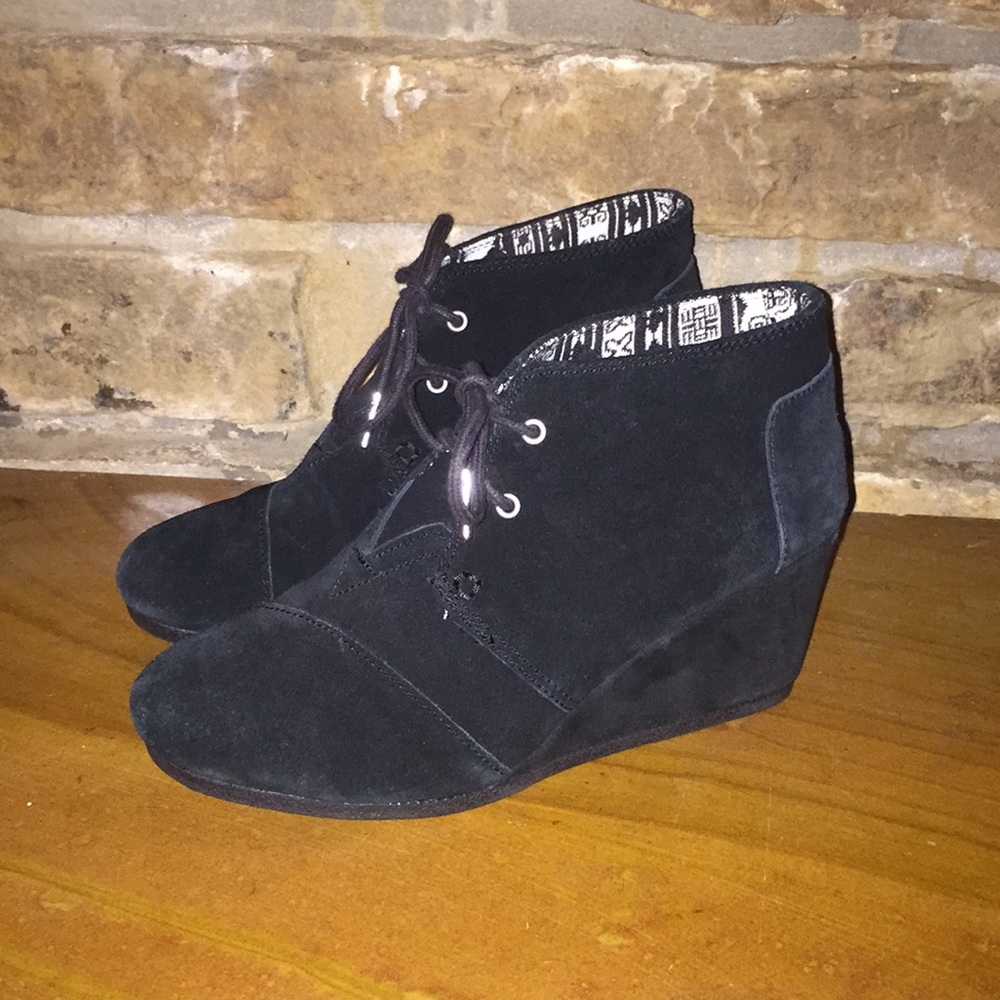 TOMS black suede booties